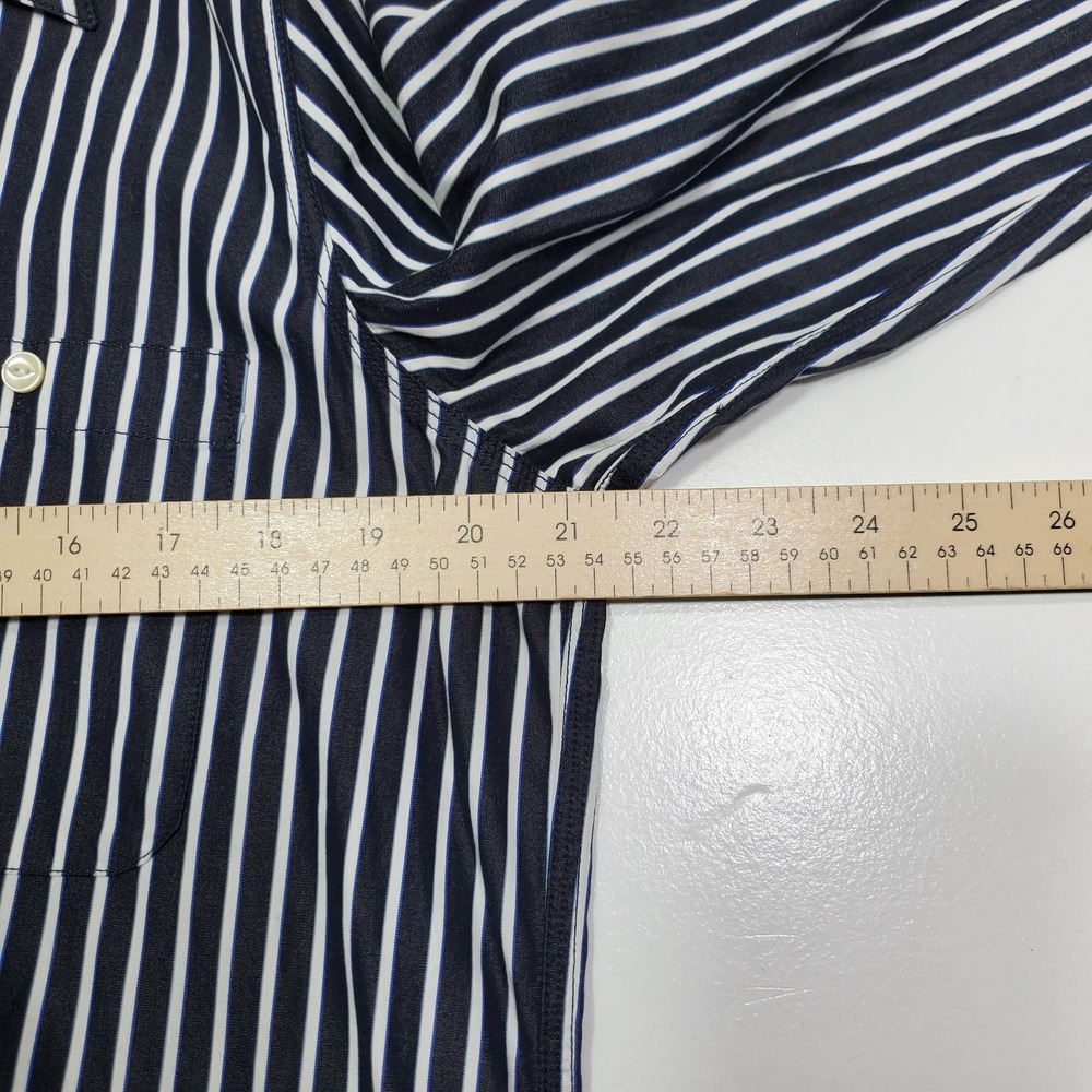 LRL Lauren Jeans Co Women Shirt Large Button Up Navy/White Stripe Nautical - Picture 13 of 14